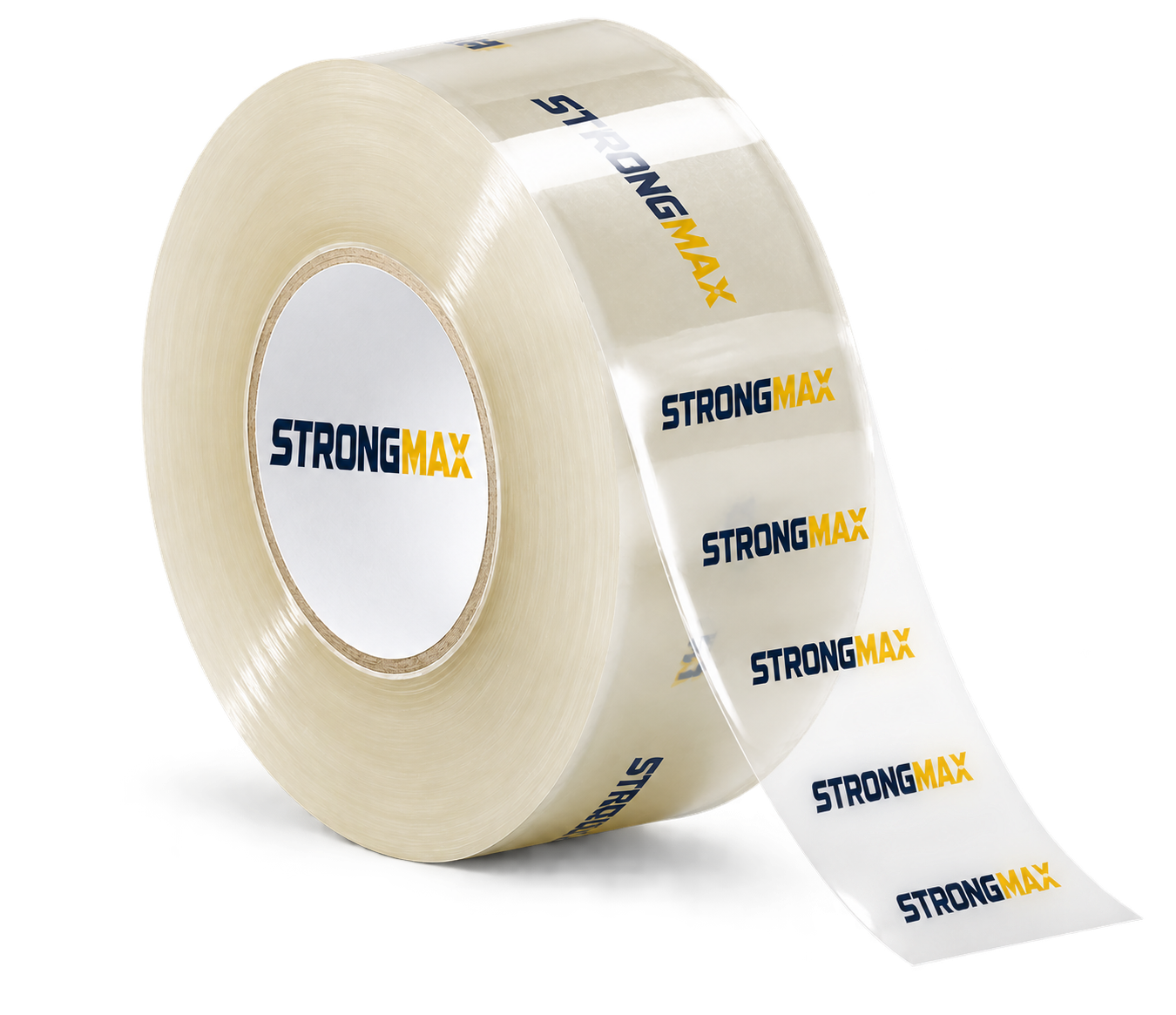Rollo de cinta BOPP transparente con marca StrongMax